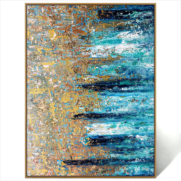 blue and gold textured painting