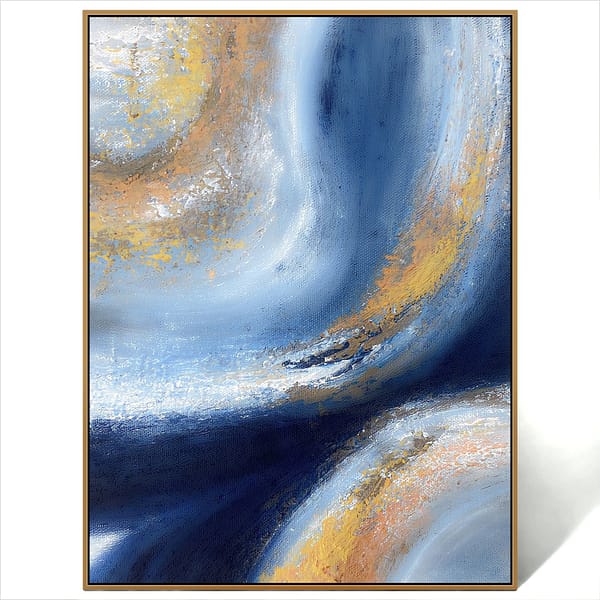 blue gold brush art canvas