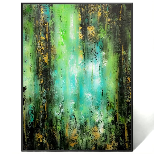 abstract green black art painting canvas