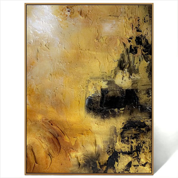 abstract gold black textured painting