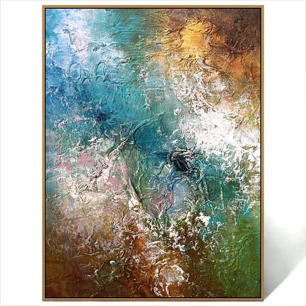 Texture blue gold art painting