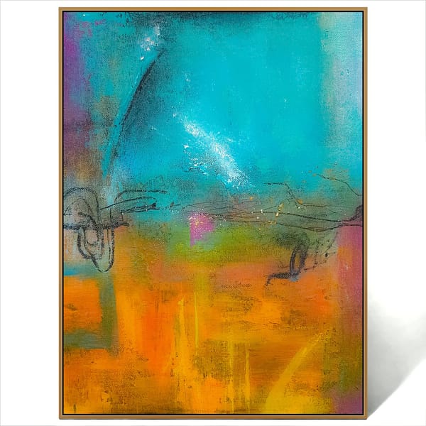 abstract orange green art canvas