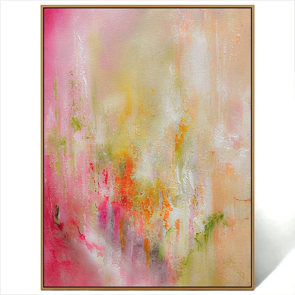 abstract pink orange painting