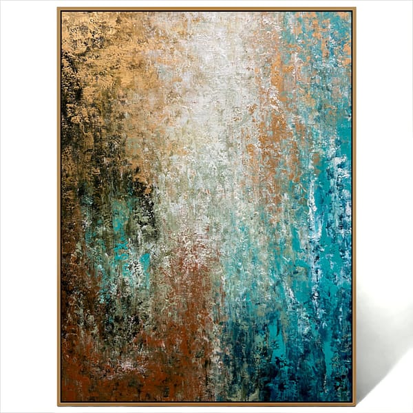 abstract green gold art painting