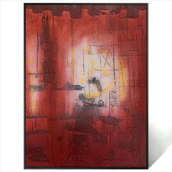 abstract red gold art canvas