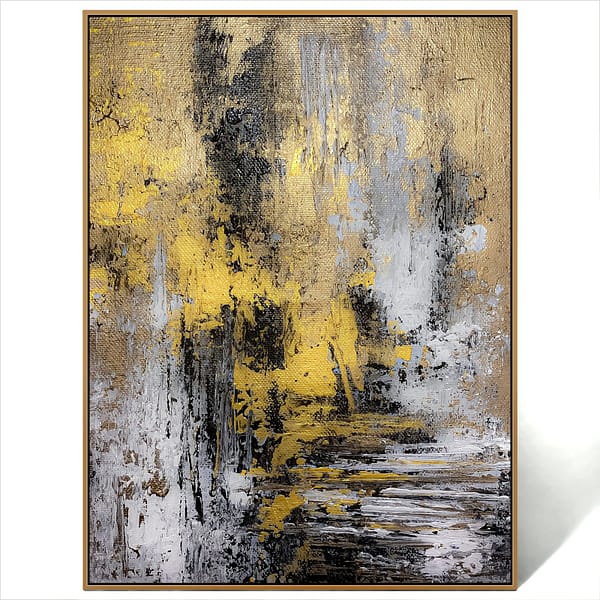 abstract black gold white painting