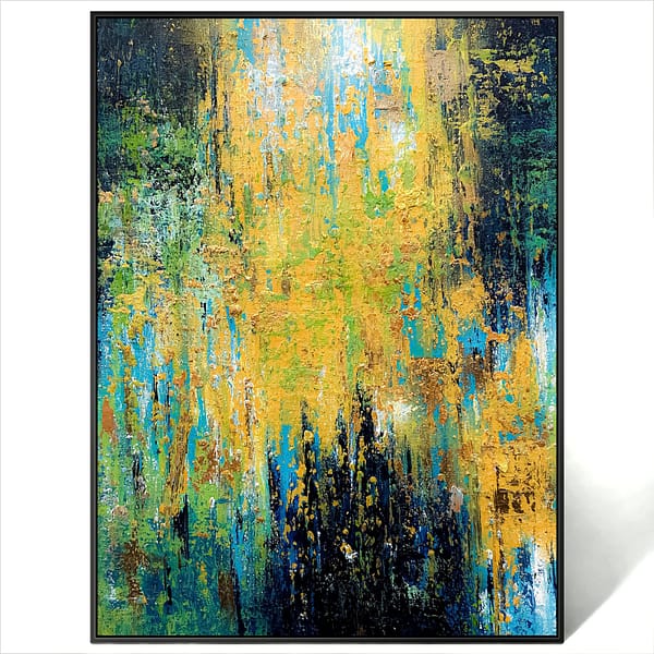 abstract blue green yellow painting