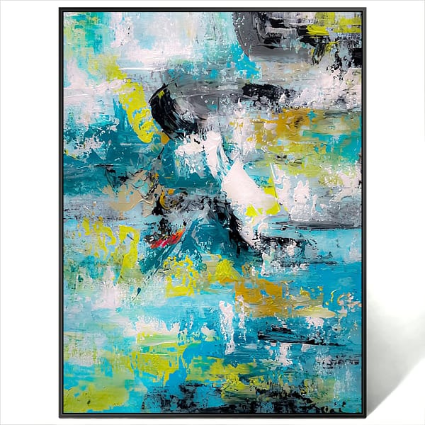 abstract blue white art painting