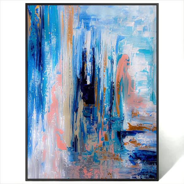 abstract blue pink art canvas