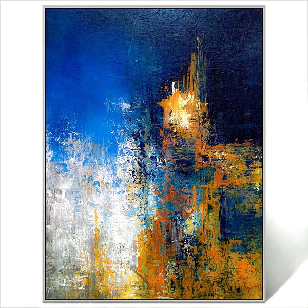 blue white gold abstract art