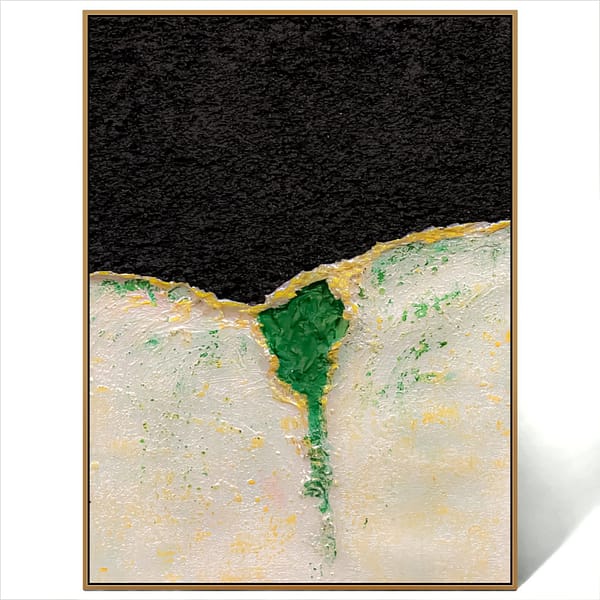 abstract black green gold art canvas