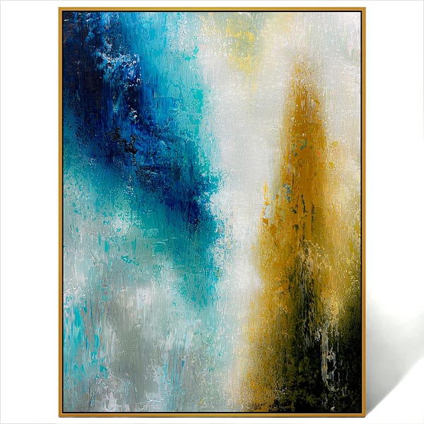 abstract blue and gold art painting