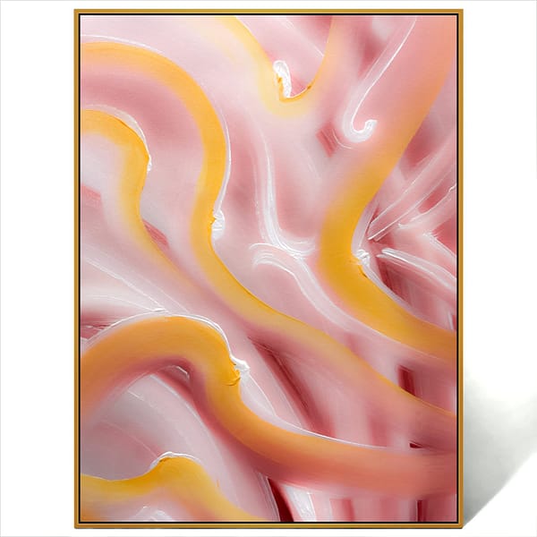 pink gold white abstract canvas painting