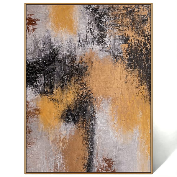 Abstract black white gold art