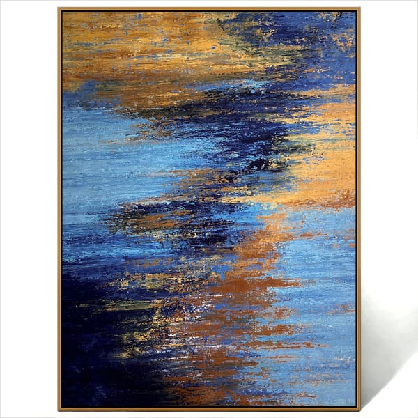 abstract blue gold art canvas