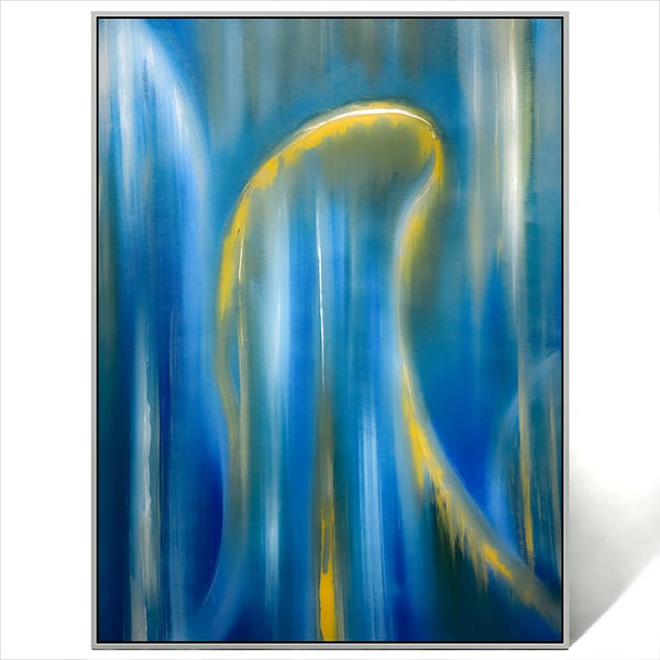 blue and gold dynamic painting