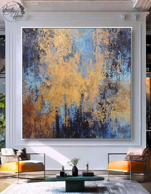 blue gold wall art