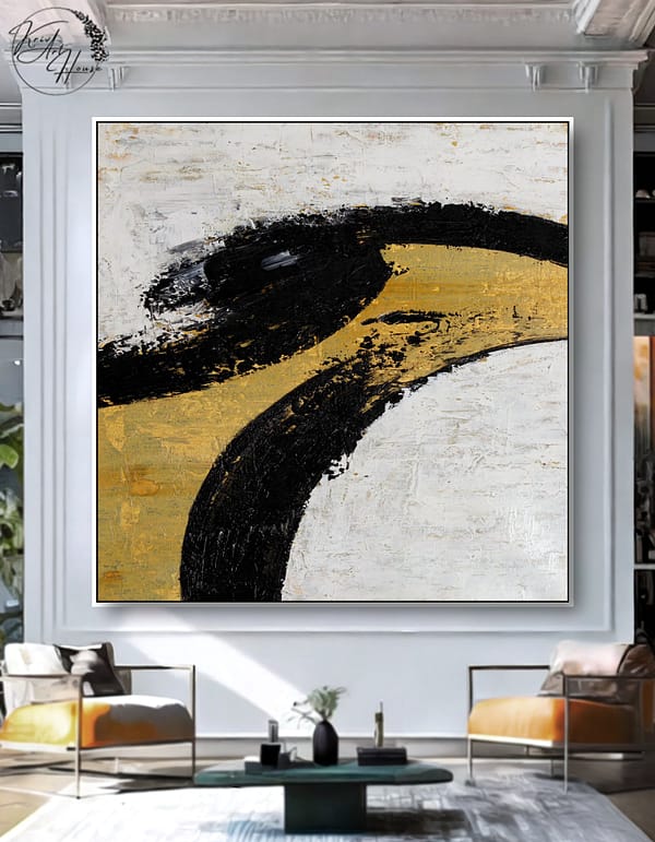 abstract black gold canvas art