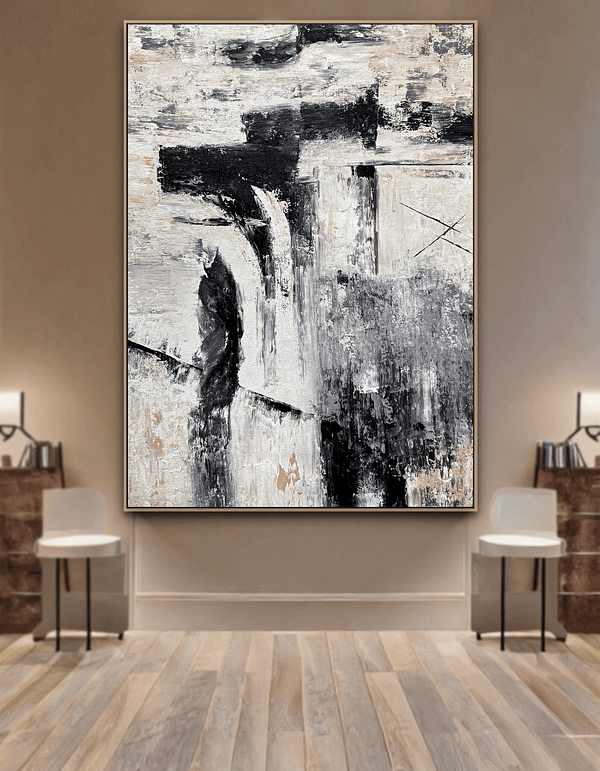 abstract painting minimal black and white