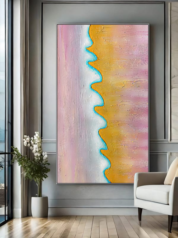 abstract pink gold wall art