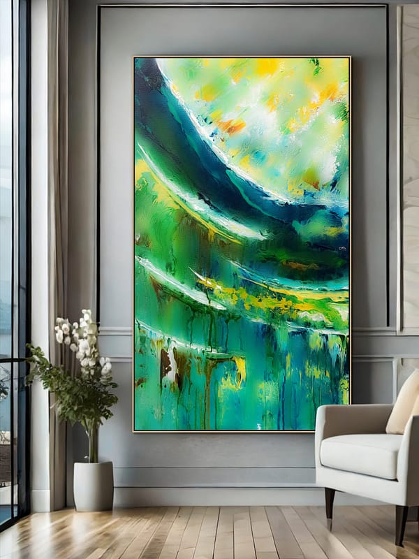 modern abstract green art painting