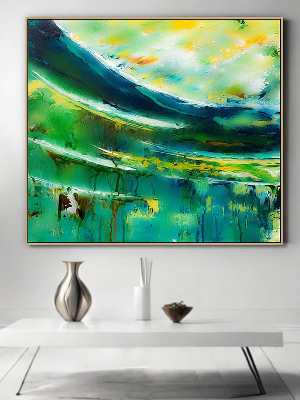 green textured wall art