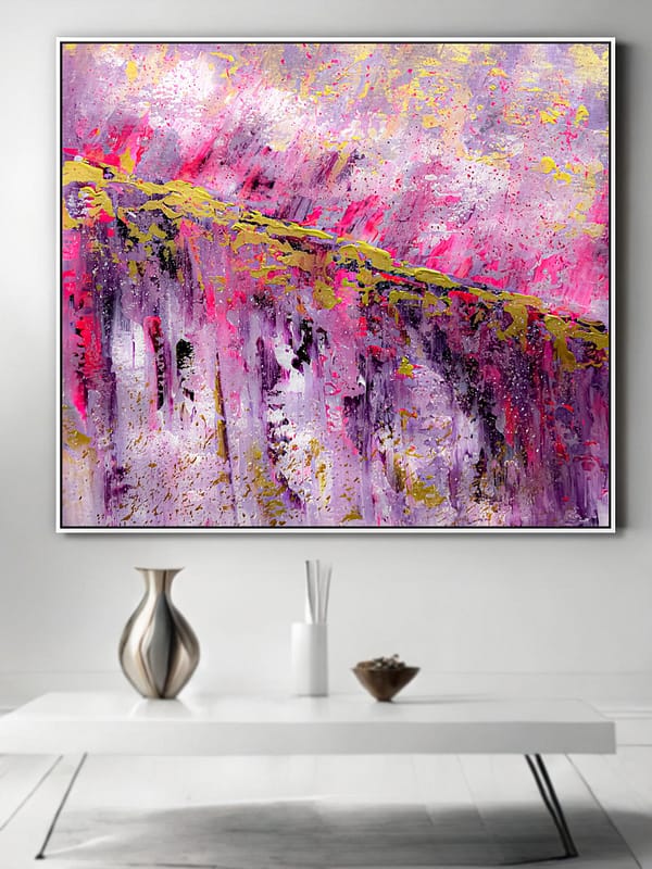 pink gold art textured painting