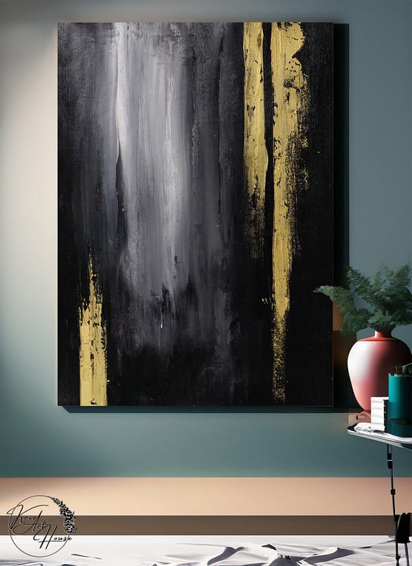 abstract black gold canvas art