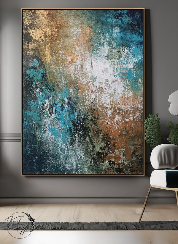 abstract blue gold painting