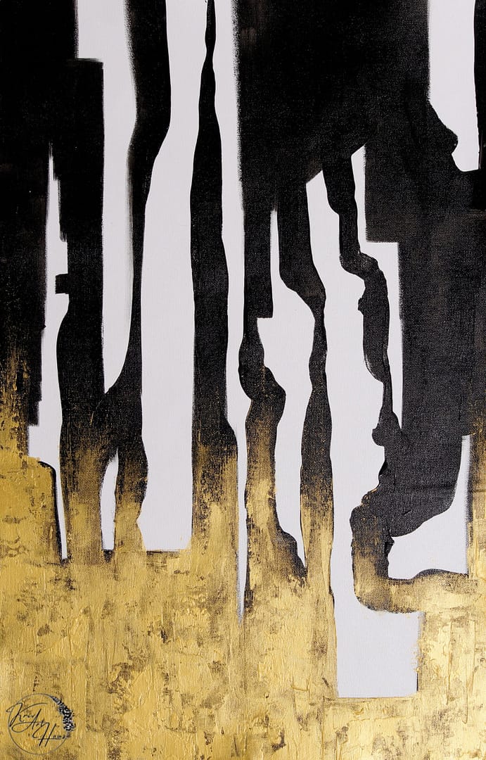 abstract black gold painting