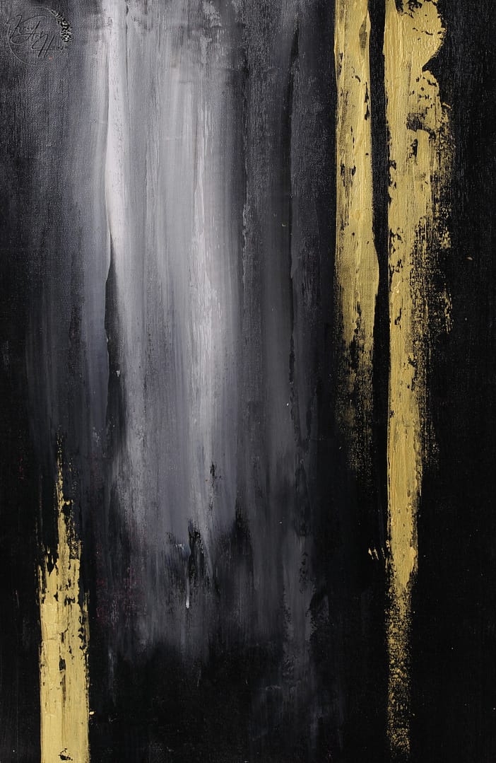 palette knife black gold art