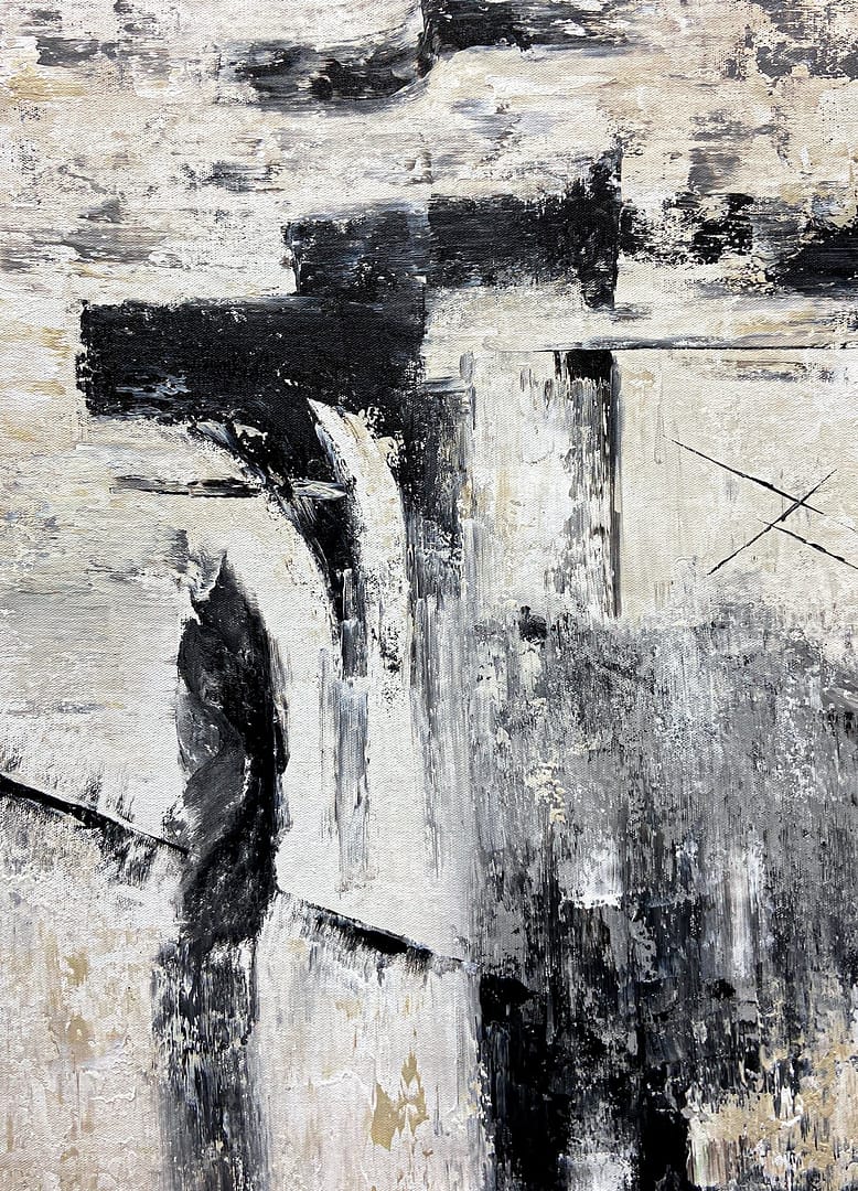 Minimalist Black And White Art On Canvas Textured Painting For Home Decoration - Image 6