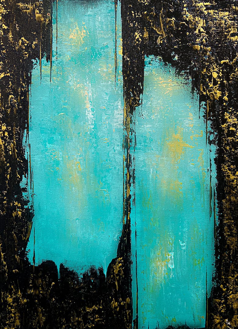 black blue gold wall art