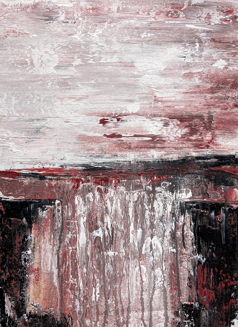 Unique Waterfall Art Abstract Brown Black And White Art Painting On Canvas - Image 8