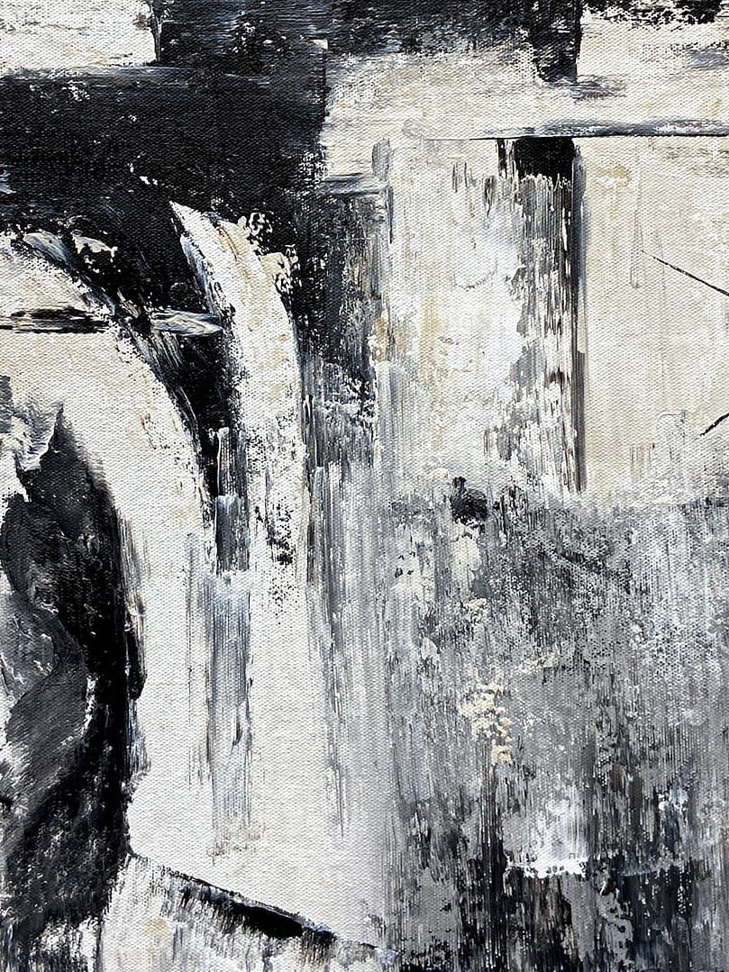Minimalist Black And White Art On Canvas Textured Painting For Home Decoration - Image 5