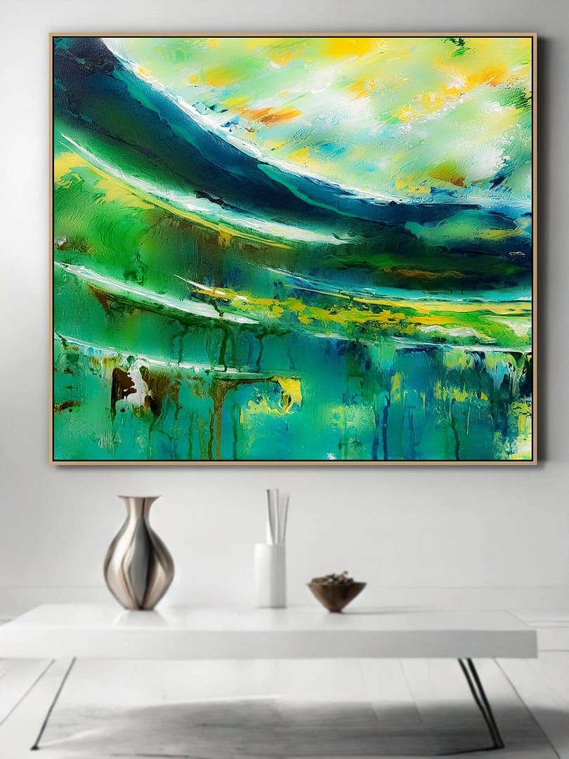 green textured wall art