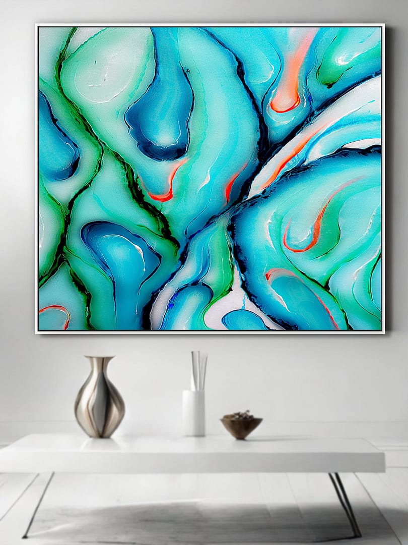 modern blue green wall art