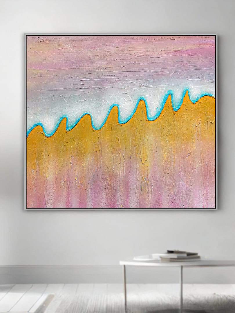 abstract pink gold painting