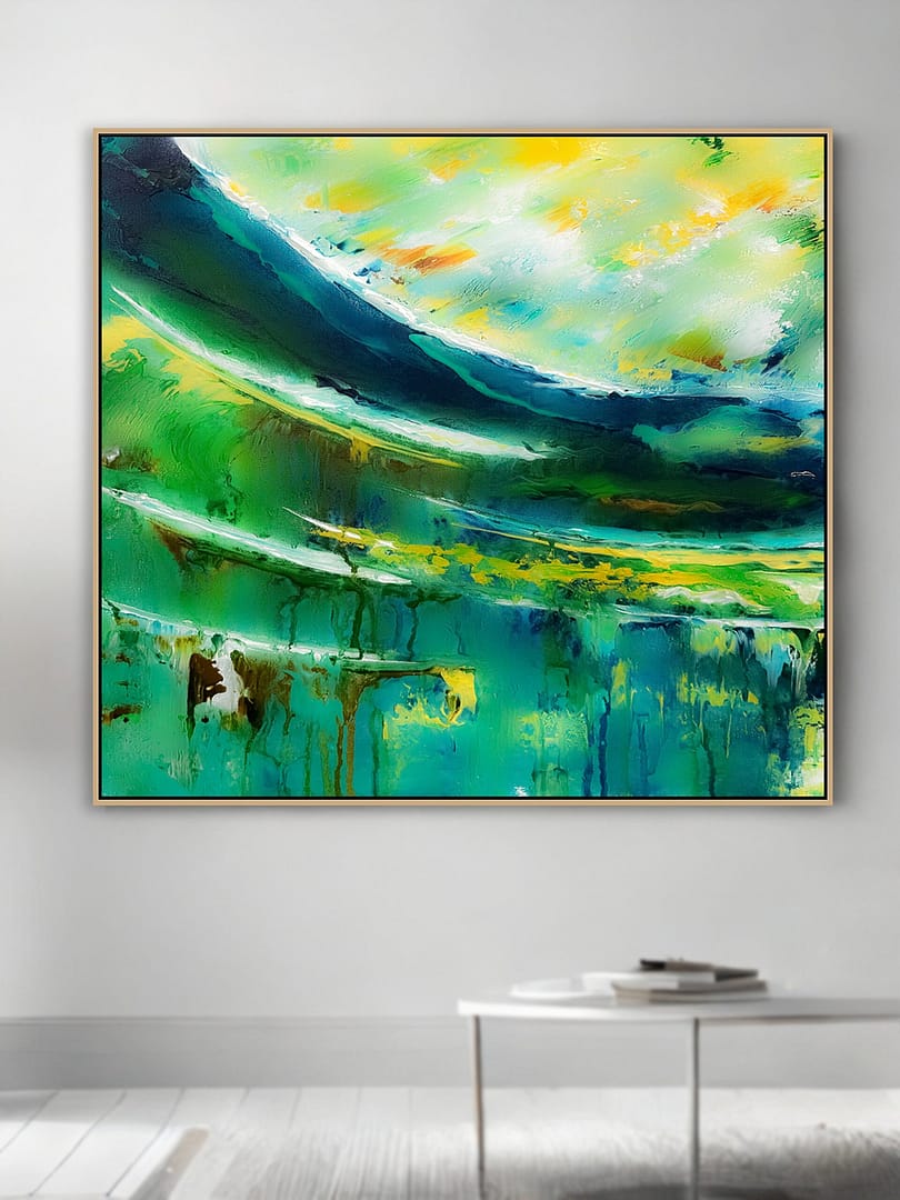 textured green art canvas