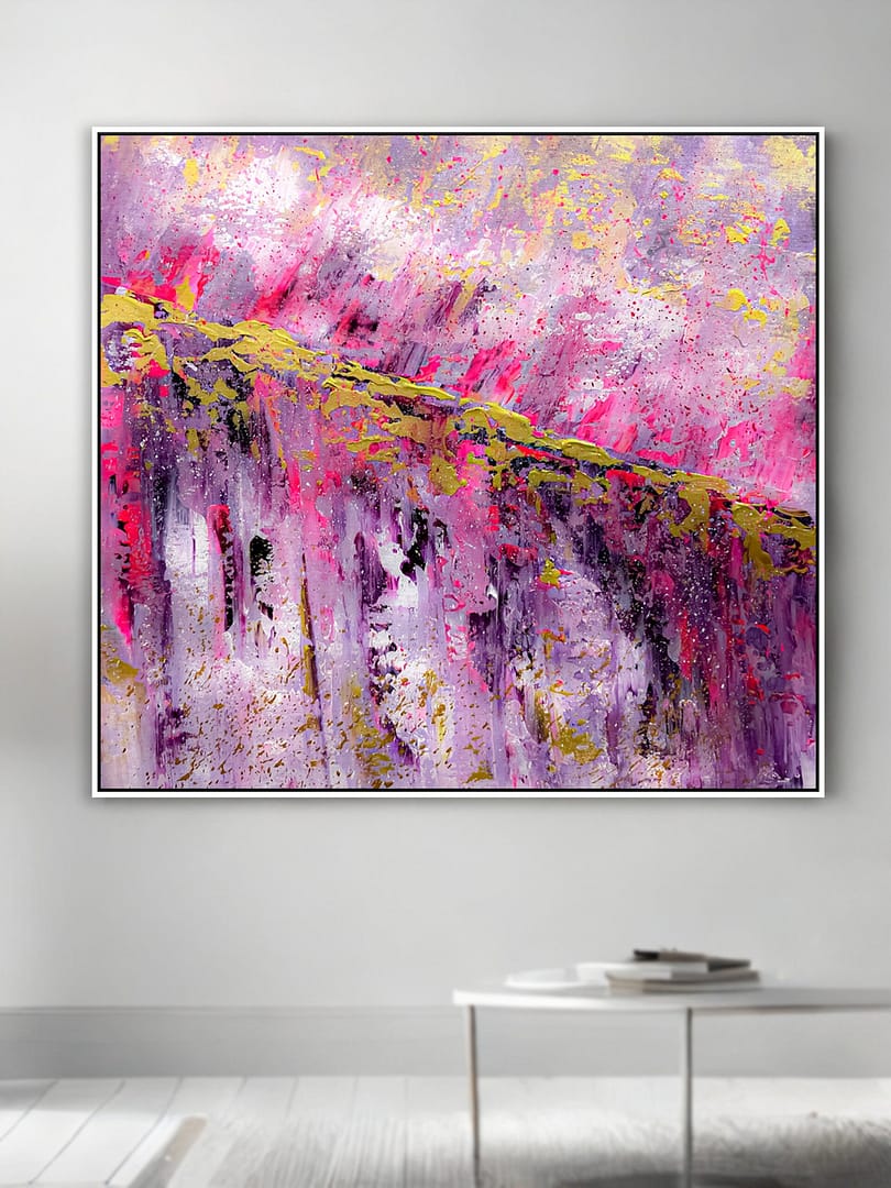 textured pink gold art canvas