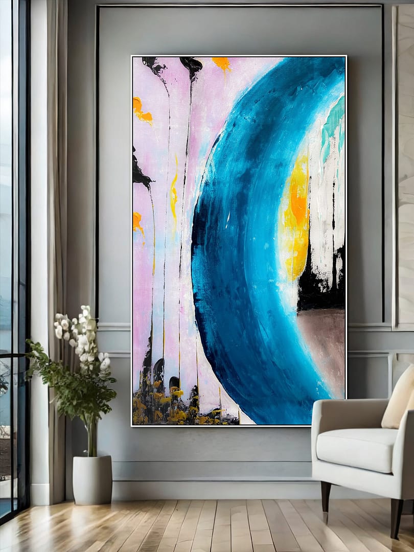 modern pink blue painting