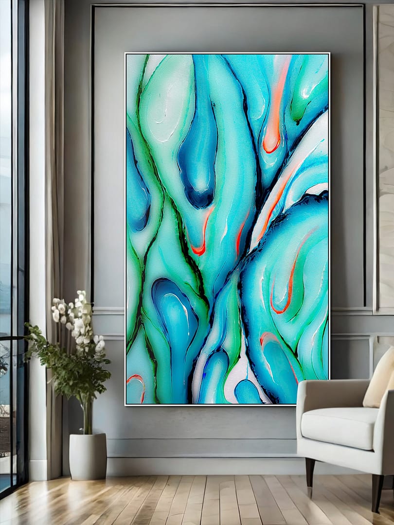 amazing blue green art canvas