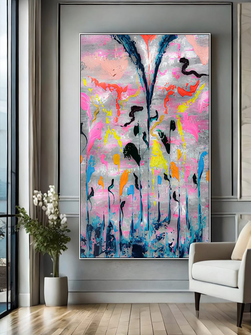 abstract flower wall painting