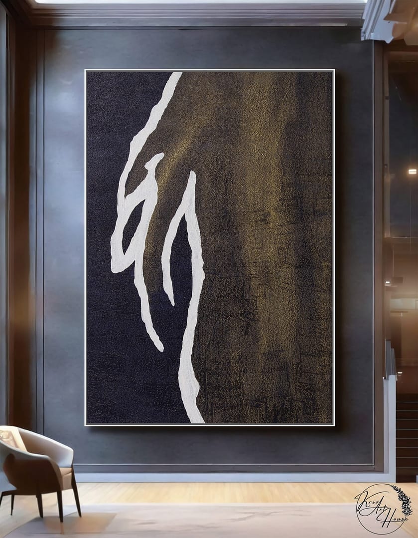 black white gold artwork