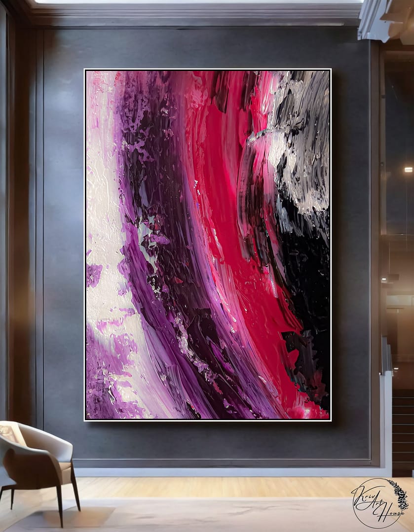 Texture Pink Wall Art Abstract Large Wall Decor Painting On Canvas For Home - Image 8