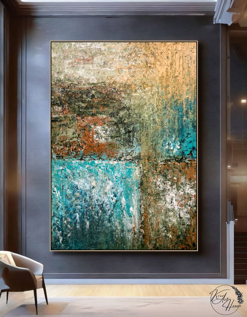 Abstract Textured Geometric Artwork On Canvas Modern Wall Painting - Image 4