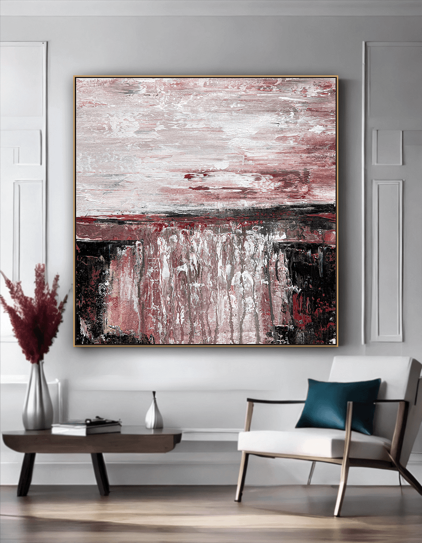 Unique Waterfall Art Abstract Brown Black And White Art Painting On Canvas - Image 2